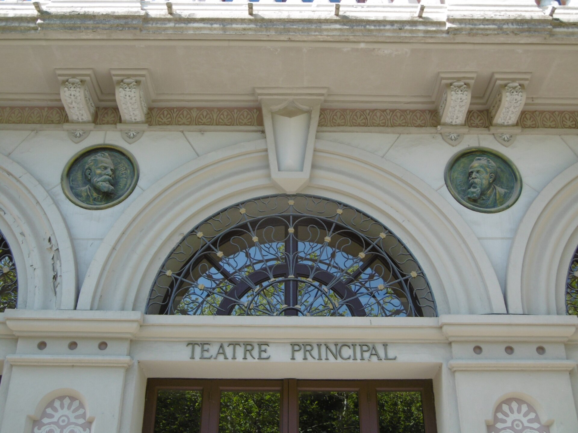 Detail of the medallions on the Teatre Principal façade